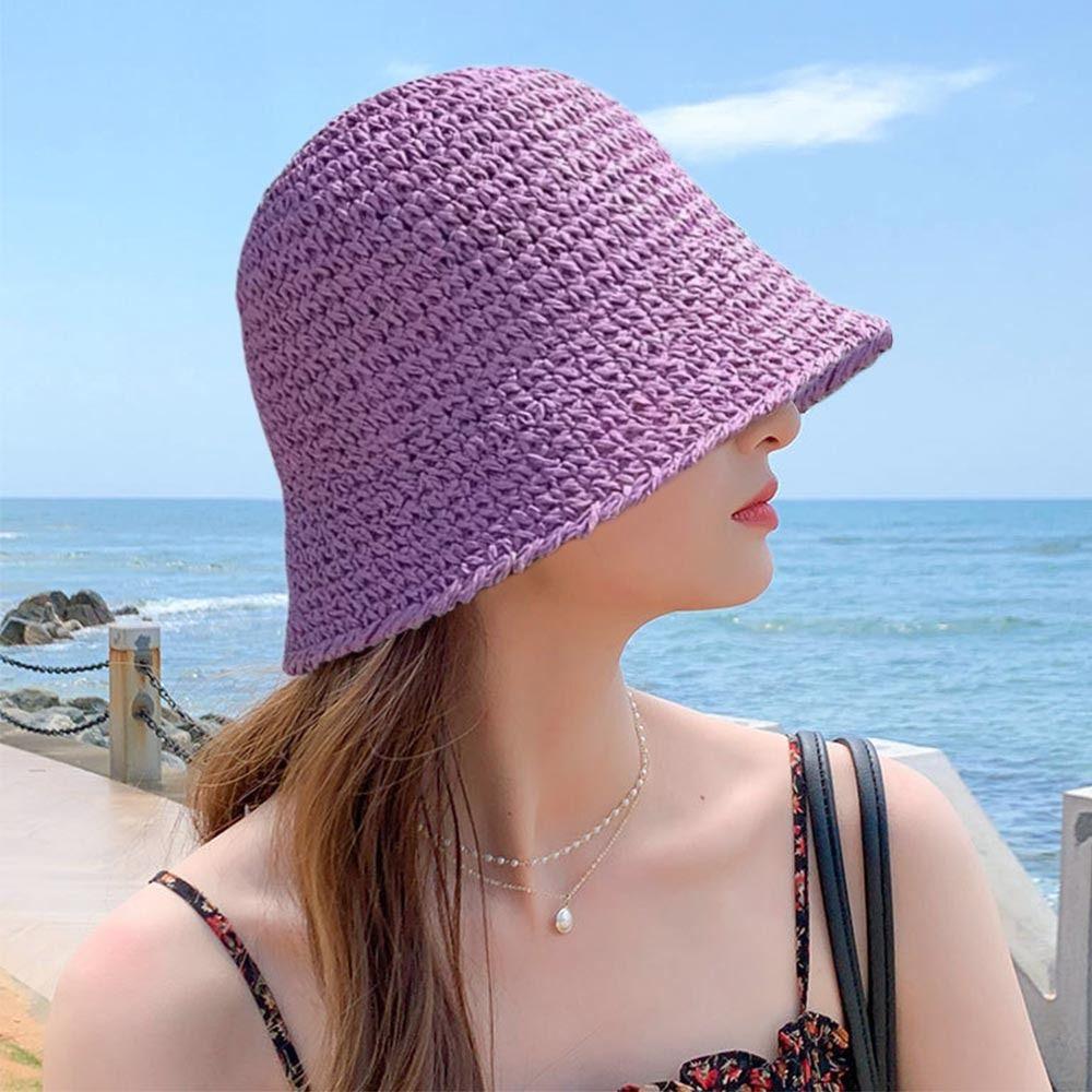 Foldable Beach Cap UV Protection Panama Cap Women Shade Hat