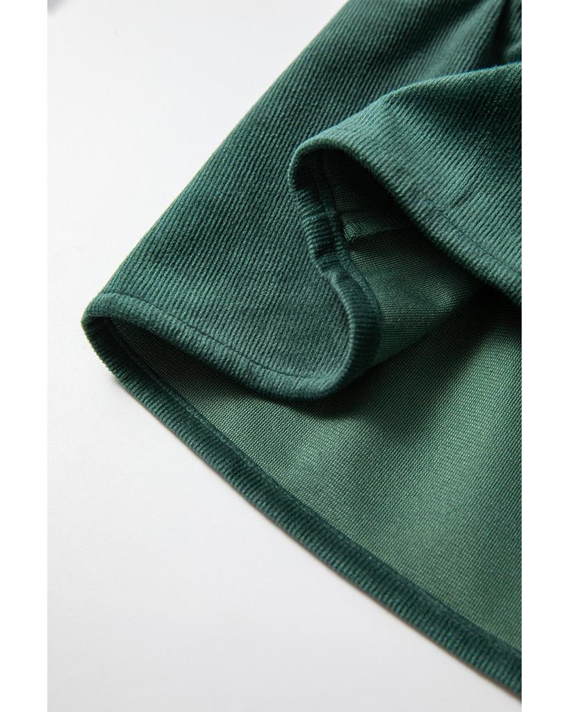 Azura Exchange Рубашка Skobeloff Corduroy с оборками и пуговицами с круглым вырезом