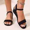 Мода Большой Размер 2025 Лето Босоножки Женские с Открытым Носком Уличные Сандалии на Танкетке с Ремешком на Пряжке Круглый Носок Туфли для Платья и Карьеры Zapatos Mujer