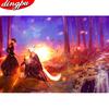 DINGPU Full Drill Round Diamond Painting 5D Diamond Art Embroidery Landscape Home Decoration