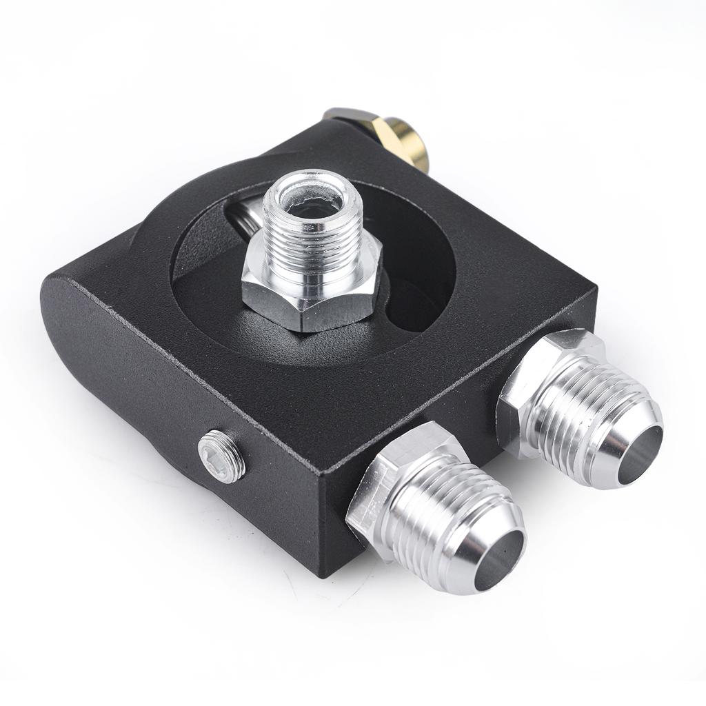 Universal Square Oil Cooler Filter Sandwich Plate+ 90℃ Thermostat 3/4" 16-UNF With AN8/AN10 Oil Filter Sandwich Adapter Aluminum