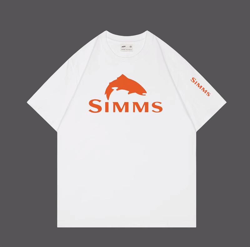 Unisexs Tshirt Fashion SIMMS Brand Streetstyle Fishing Gear Set Unisex Women Pure Cotton Streetwear Roundneck Short Sleeved Top
