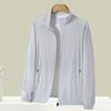 Yousheng Men Women Sunscreen Jacket Stand Collar Long Sleeve Solid Color Zipper Closure Ice Silk Sun Protection Clothing