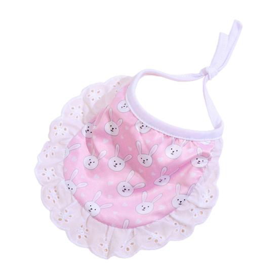 Нагрудник для домашних животных с мультяшным узором, приятный для кожи, кружевная отделка, удобный в носке, моющийся, декоративный полиэстер