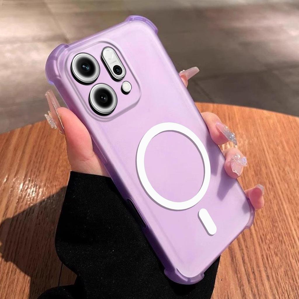 Чехол для OPPO Reno14 Pro 5G, Reno14 5G Милый с воздушными углами Пастельный матовый Магнитный корпус Полуударопрочный чехол для телефона