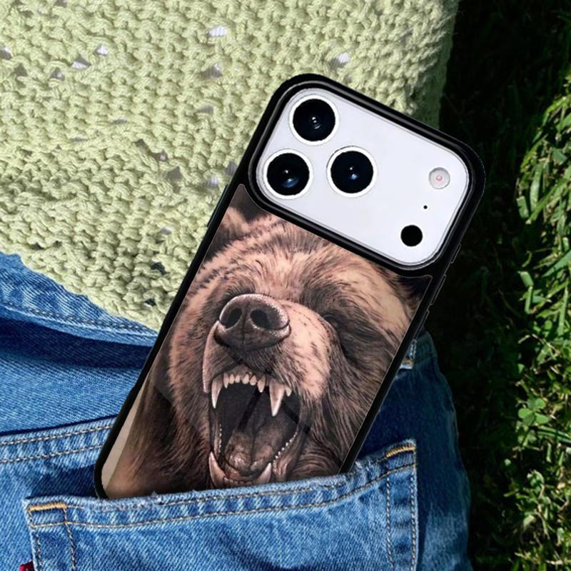 Милый чехол-бампер с гризли для IPhone 11 12 13 14 15 16e 17 Pro Max Coque для IPhone 17 Air