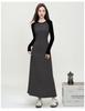 Color blocked hip dress 2025 autumn style gentle and sweet style long sleeved slim fit dress long skirt