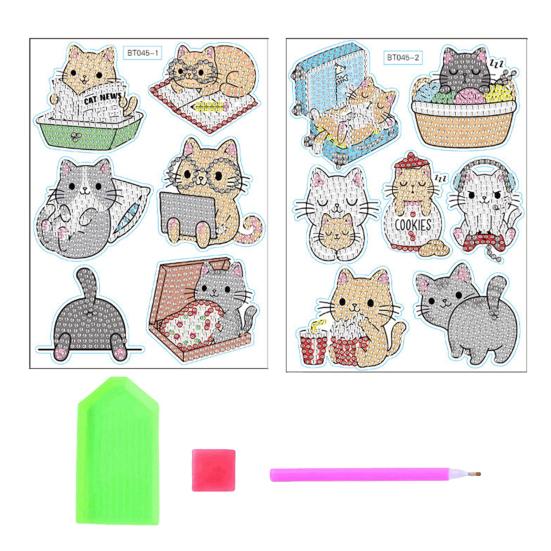 1 компл. наклейки со стразами красочный мультяшный кот узор наклейки со стразами ремесло для детей и взрослых