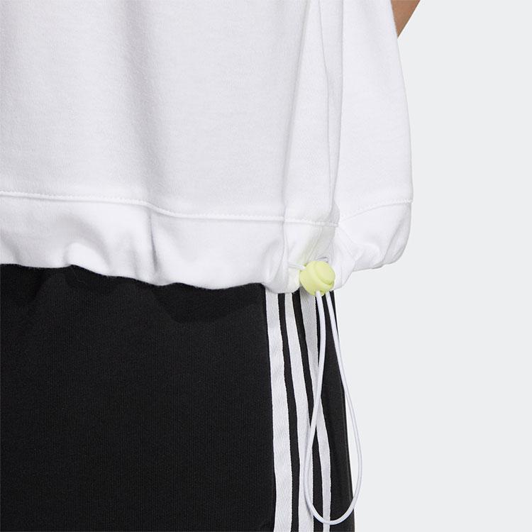 Adidas Neo Solid Color Logo Print Crew Neck Simple Tee Women Tops White HS8845