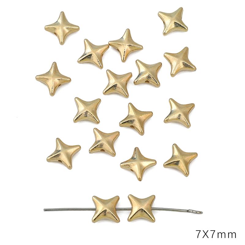 30-50Pcs Gold/Rhodium Plated CCB Loose Space Beads Star Flower Beads for Bracelet Necklace DIY Jewelry Making Beads