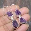 Amethyst Rough Gemstone 925 Sterling Silver Handmade Wonderful Jewelry Earring