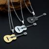 Trendy Guitar Shape Stainless Steel Necklace Men or Women Hiphop Rock Slide Music Element Pendant Punk Style Boys Jewelry Gift