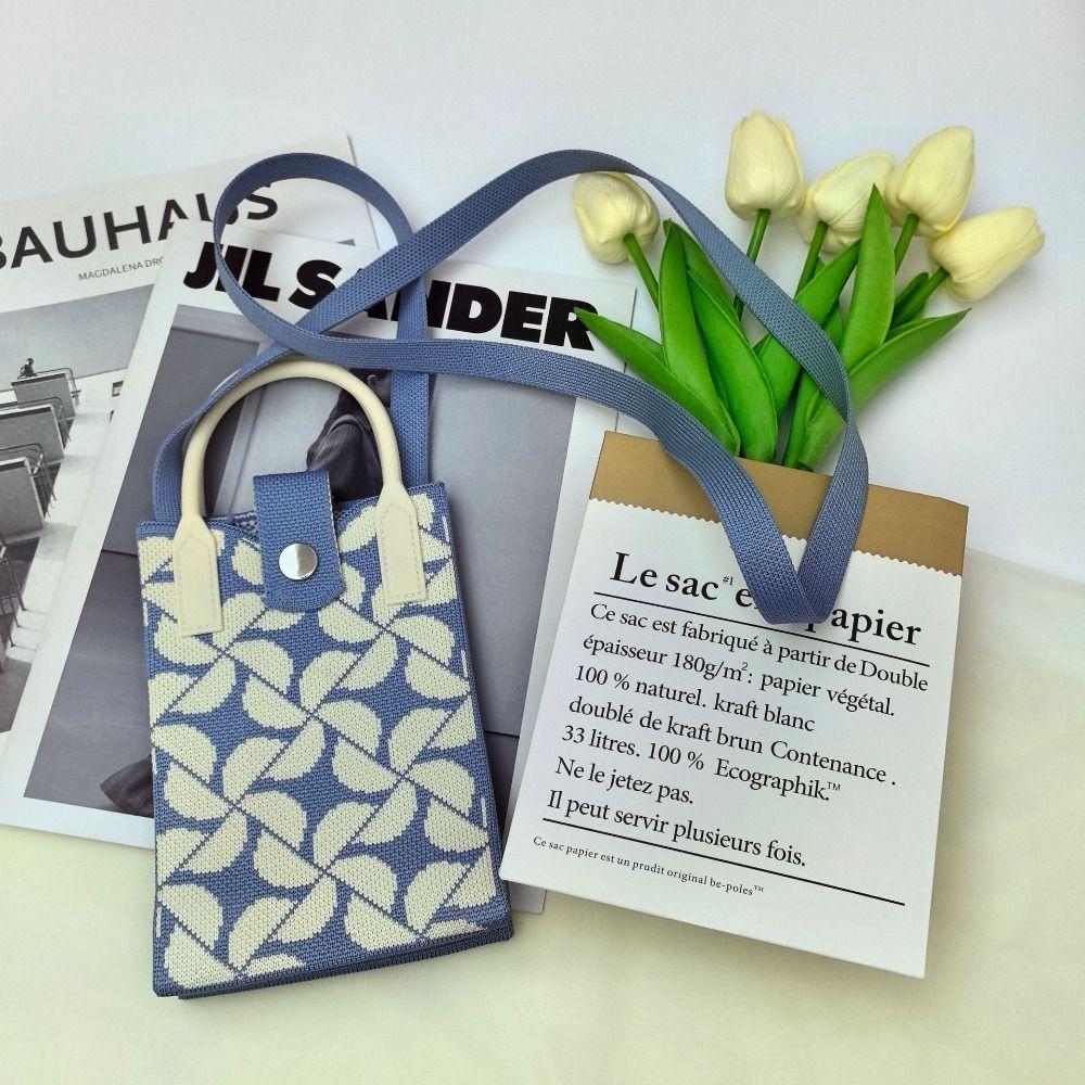 Мини-сумка через плечо, симпатичная сумка для мобильного телефона, студенческая сумка-мессенджер, вязаная сумочка, держатель для ключей, помада, мешочек