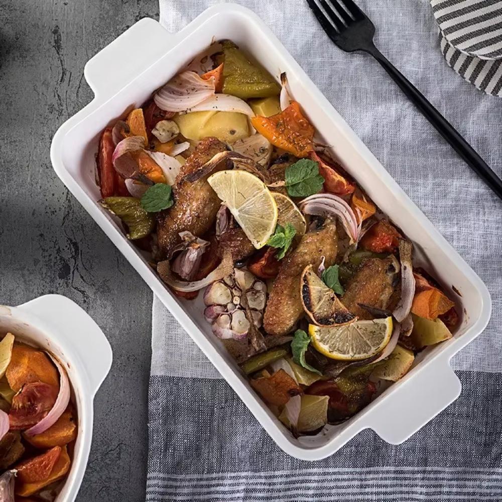 Посуда для выпечки с полосатым узором Прямоугольная форма для лазаньи Кухонная утварь Керамический противень для выпечки Духовка