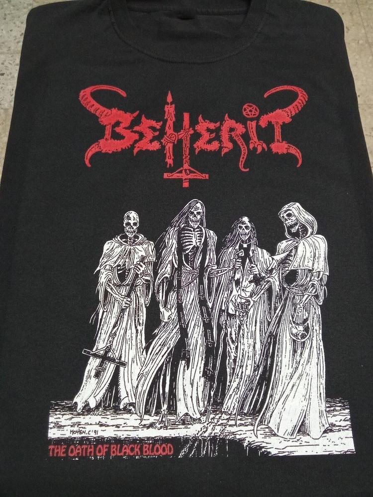Винтажная футболка Beherit Band The Oath Of Black Blood Унисекс Размеры от S до 5XL El340