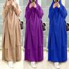 Loose Robe Muslim Dress Turkish Islamic Clothes Set Maxi Dresses For Women Solid Color Long-sleeved Clothing