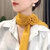Women Breathable Rose Decor Chiffon Sunscreen Silk Scarf Neckerchief Neck Collar Anti-UV Thin