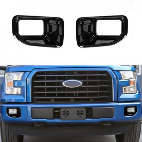 Black Front Bumper Fog Light Lamp Cover Trim Bezels For Ford F150 XLT 2015-2017