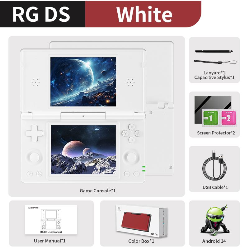 Anbernic RG DS Flip Retro Handheld Game Console 4" IPS Dual Screen Android/Linux Dual OS 4000mAh AI Wifi Streaming RixelHK Gifts