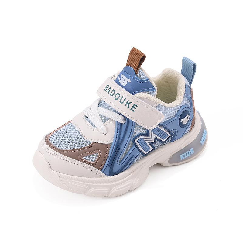 Spring Kids' Breathable Mesh Velcro Light-Up Shoes for Boys & Girls