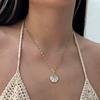 Summer Zircon Shell Pendant Necklace For Women Men Sea Animal Red Lobster Crab Stainless Steel Chain Collarbone Choker Jewelry