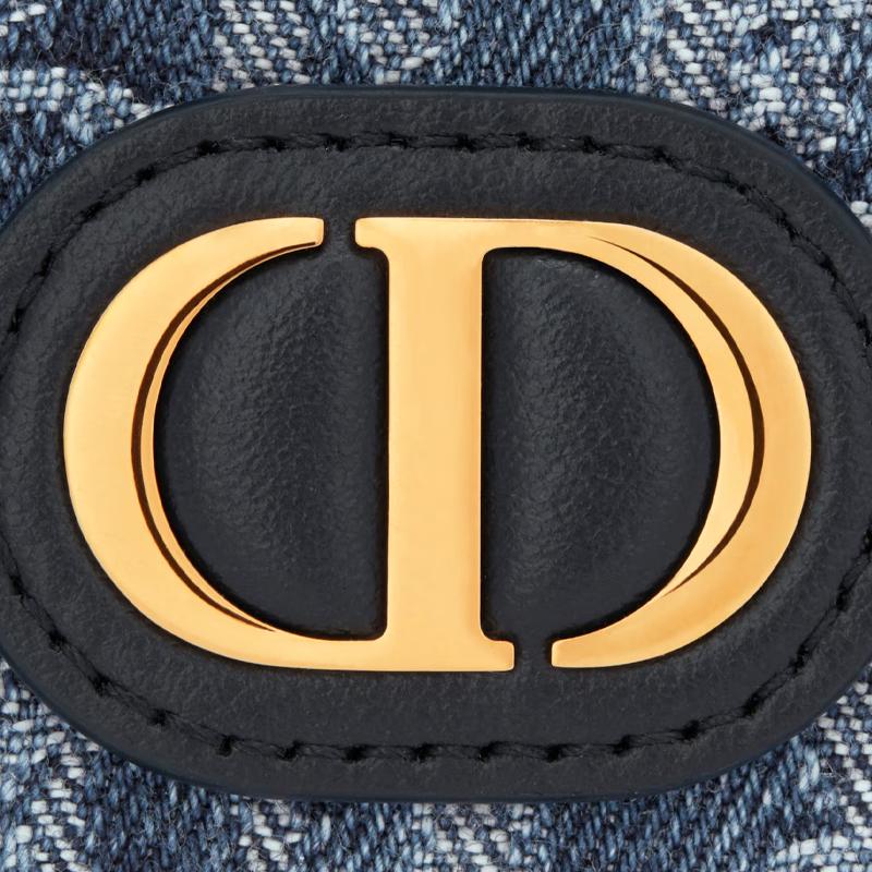 Dior 30 Montaigne CD Metal Logo Jacquard Canvas And Jacquard Denim Card Holder Women Card Holder Blue S2152UDCE-M49E