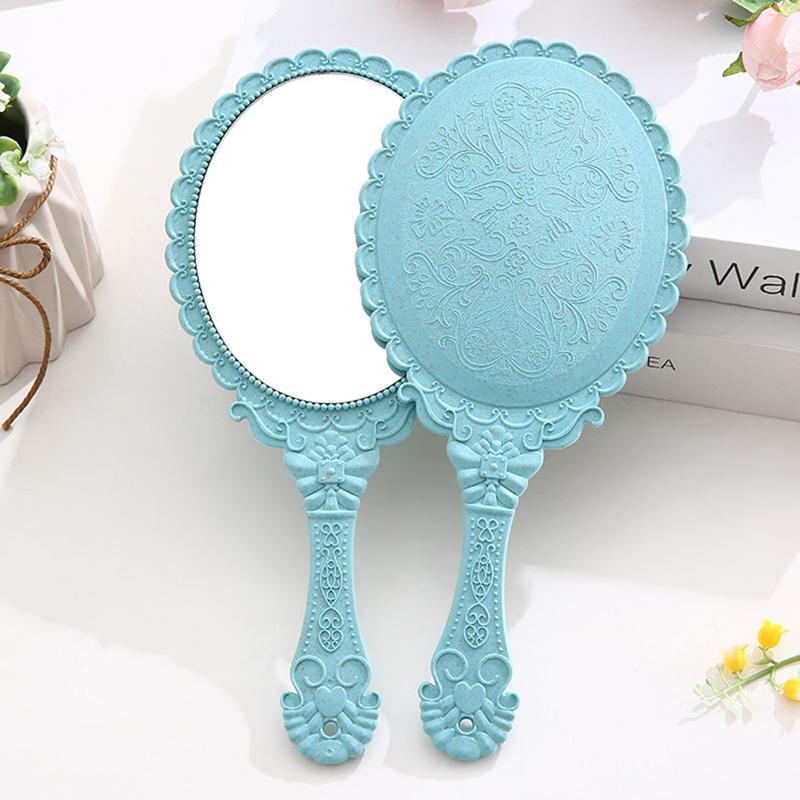 Vintage Carved Handheld Vanity Mirror Makeup Mirror Hand Mirror Handle Cosmetic
