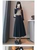 Women's High-Waist Gray Wool A-Line Skirt - Autumn/Winter Pleated, Elegant Slim-Fit.