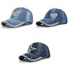 Casual Cowboy Velvet Baseball Cap With Heart-shaped Five-pointed Star Embroidery And Adjustable Fit