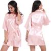 Women's Solid Color Short Silk Robe Bridesmaid Party Satin Robe Bride Wedding Pajamas Home Wear