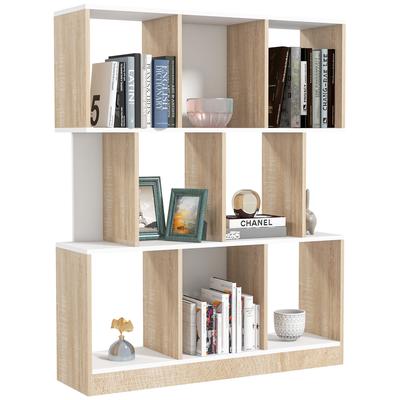 8-Shelf Bookcase Furniture for Living Room and Bedroom, In Wood, 100x27x124 Cm, Oak and White