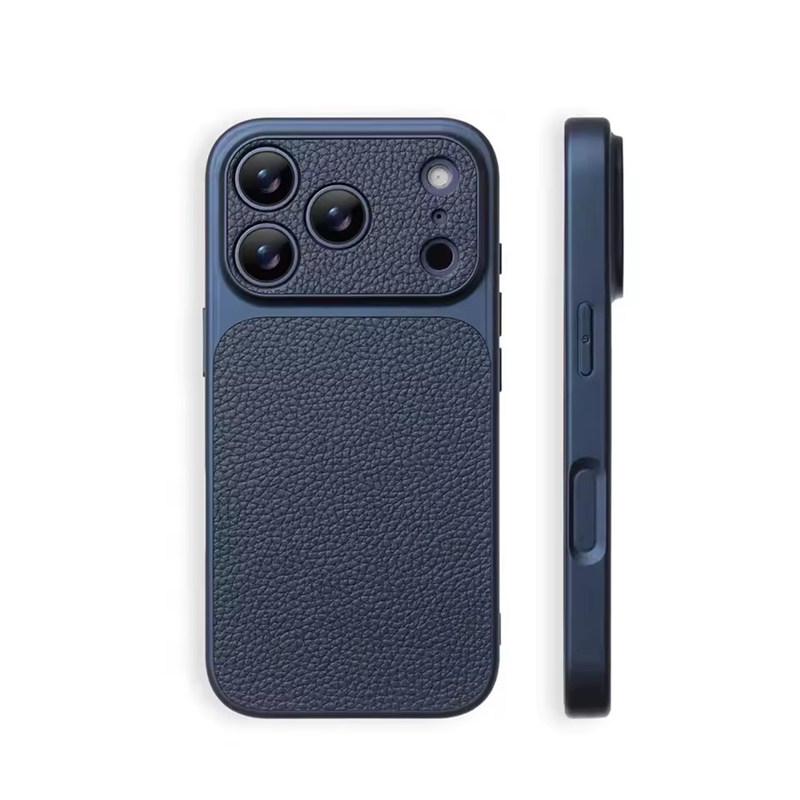 Роскошный Матовый Жесткий Чехол из Кожи с Текстурой Личи Для iPhone 17 Pro Max 16 15 14 13 12 11 Pro Max Защита Всего Блока Камер Задняя Крышка Оболочка
