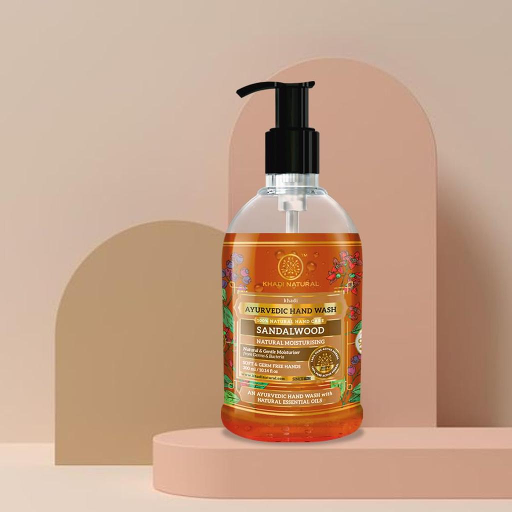 Khadi Natural Sandalwood Hand Wash 300 ml Paraben Free Gentle Cleansing Daily Hygiene For All Skin Types
