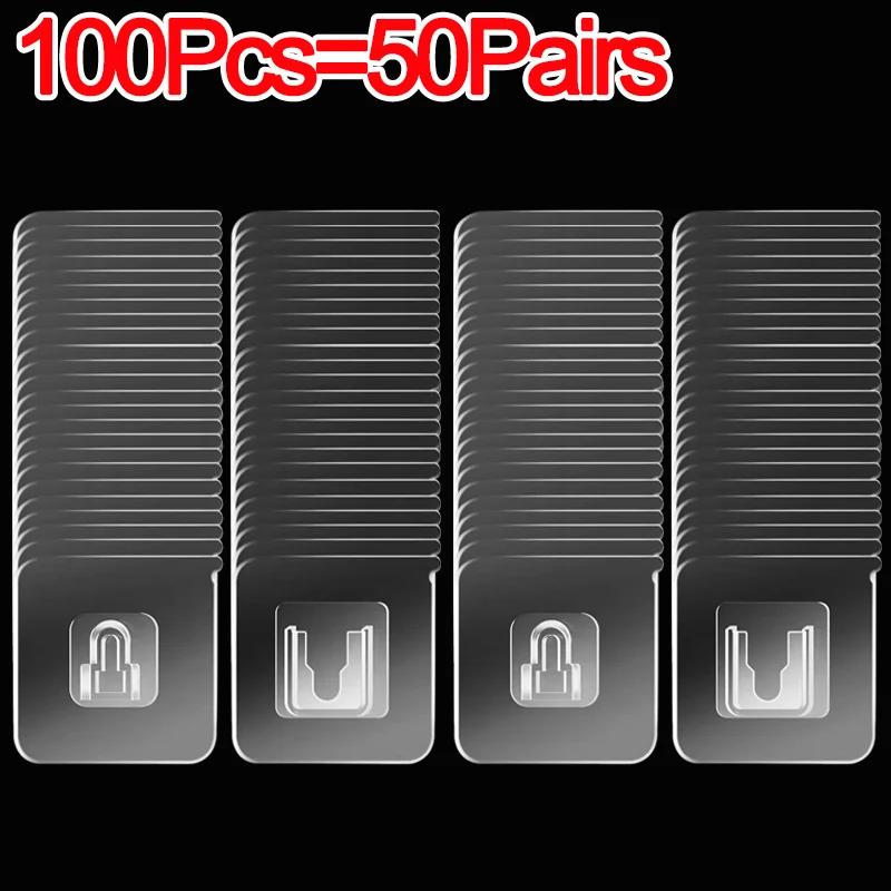 Оптовая продажа двухсторонних самоклеящихся настенных крючков, прозрачных бесследных настенных крючков для кухни, ванной комнаты, держателей для присосок для вилок