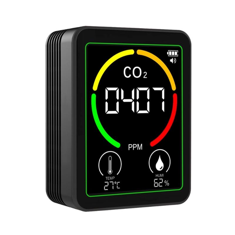 Rechargeable CO2 Meter with TVOC Sensors Immediate Monitoring Temperature Humidity Alarm for Home Office School Safety