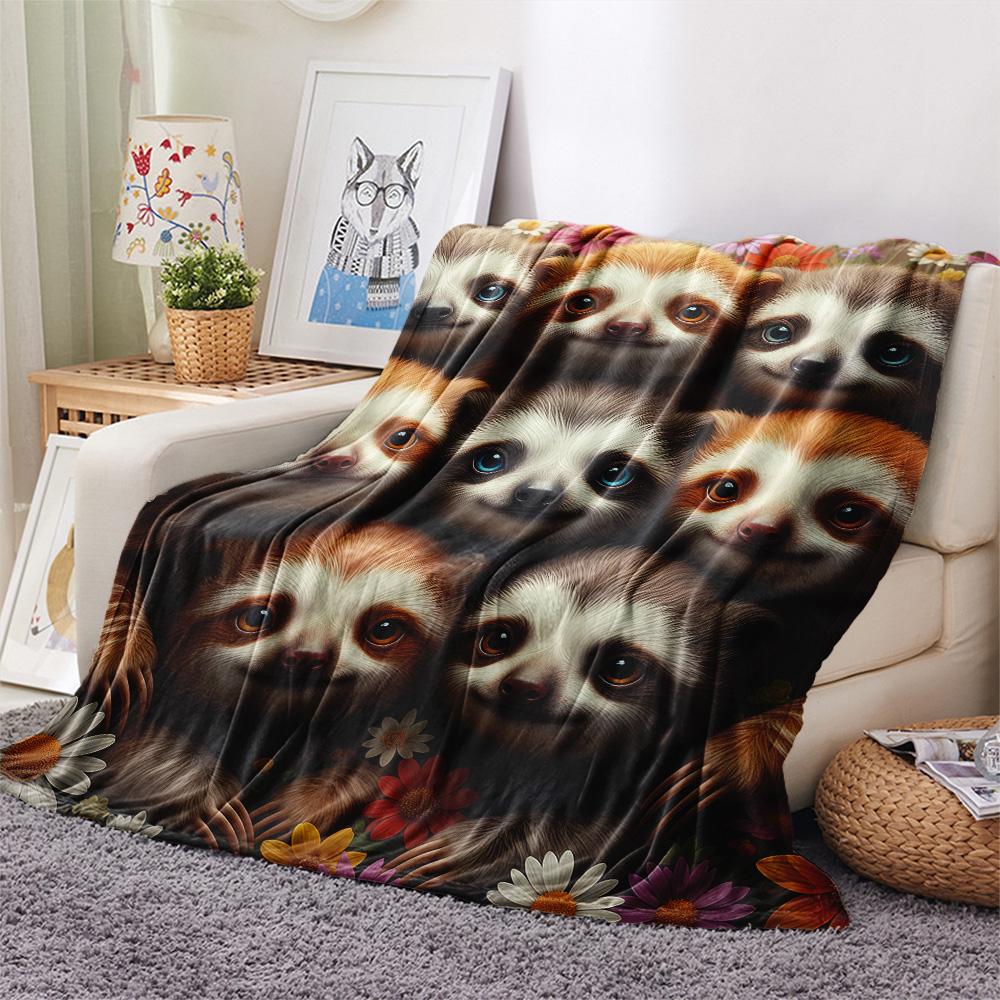 1PC Animals Print Flannel Blanket, High quality Comfortable for All Seasons, Home Decor, Warmth and Comfort