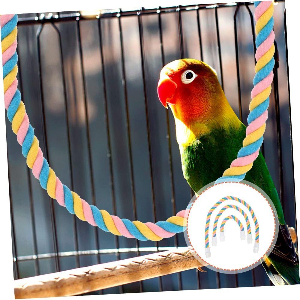 Cockatiel Cage Toy Parrot Climbing Cotton Rope Bird Toy Parrot Hanging Creative Braided Chew Rope