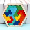 Wooden Hexagon Puzzle for Kid Shape Pattern Block Tangram Brain Teaser Toy Geometry Logic IQ Game Montessori Educational Gift