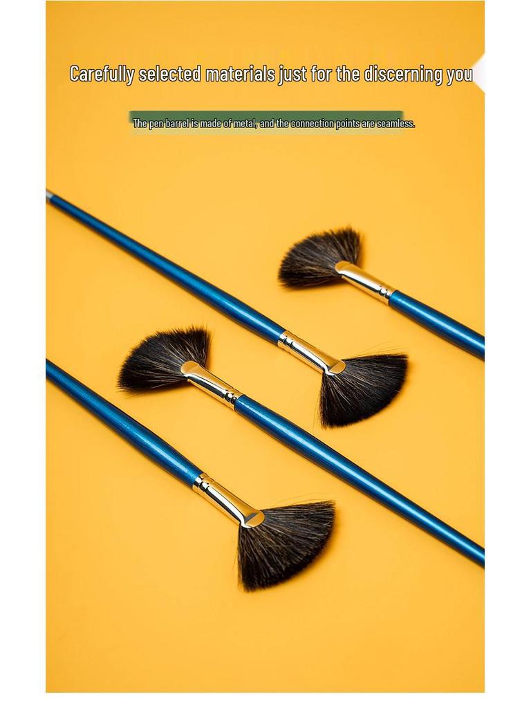 Fan-Shaped Ceramic Glazing Brush with Metal Holder for Gouache