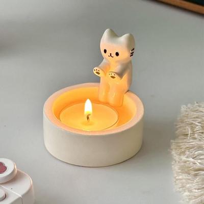 Мультфильм котенок подсвечник кошка милый смолы подсвечник для подарков на новоселье