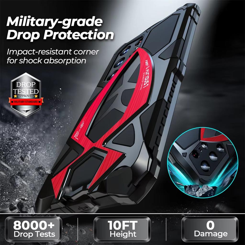 For Samsung Galaxy S26Ultra S25Ultra S24Ultra S23Ultra S22Ultra Soft Silicone Matte Shockproof Cover Luxury Metal Full Protect Armor Case