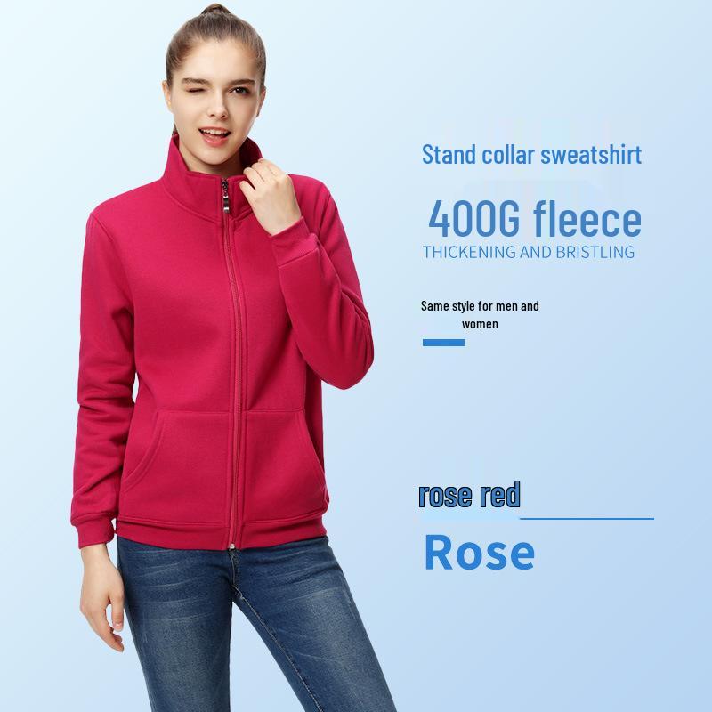 Custom Long Sleeve Cotton Zipper Sweatshirt Jacket with Turn-Down Collar and Logo for Corporate Culture