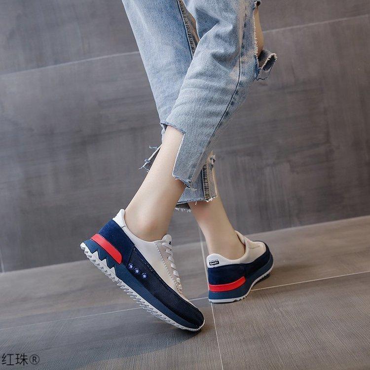 Женские кроссовки на плоской подошве, высококачественные кроссовки для бега, на шнуровке, вулканизированные туфли, массивная толстая подошва, дышащая женская обувь 2024