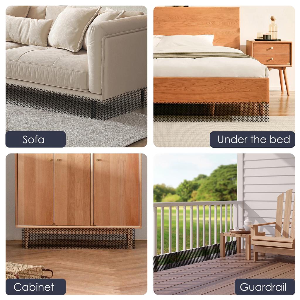 Бампер-блокатор под диван, Дно кровати, Блокатор игрушек 5 м, Отрезаемый, с завязками и перчатками, Заполнитель щели в мебели, Сетка-барьер для домашних животных и детских игрушек