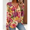 Women's T-Shirt Floral Graphic Flower Elegant Trendy Tees Long Sleeve T-shirts V-Neck Regular Tops Pullover Fall Winter