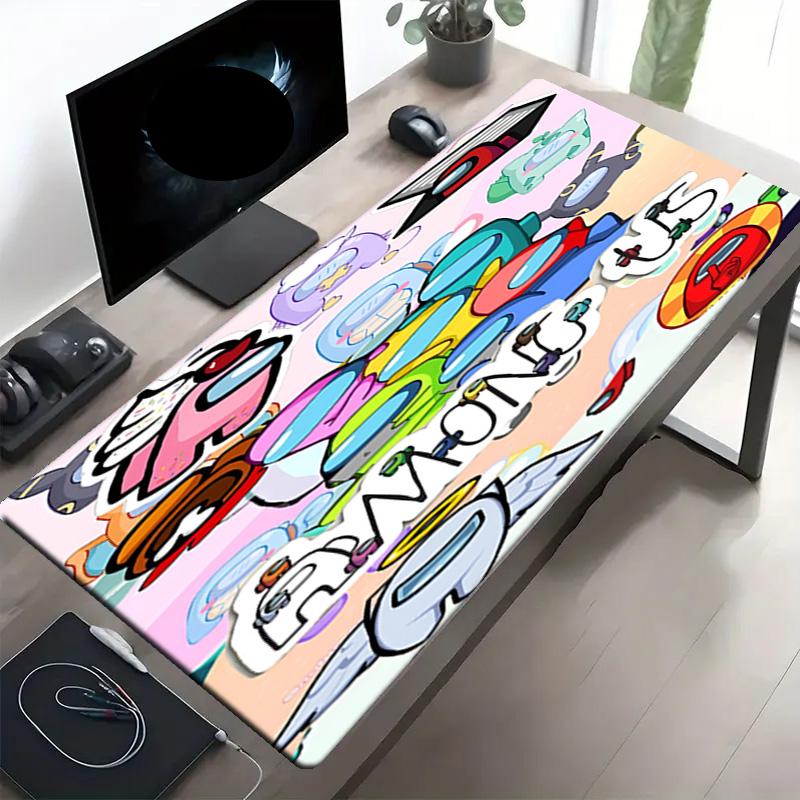 Among Us Print Mouse Pad, Anti‑Slip Desktop keyboard Mat, for PC Laptop Gaming Working Daily Use, Cool Festival Surprise Gift