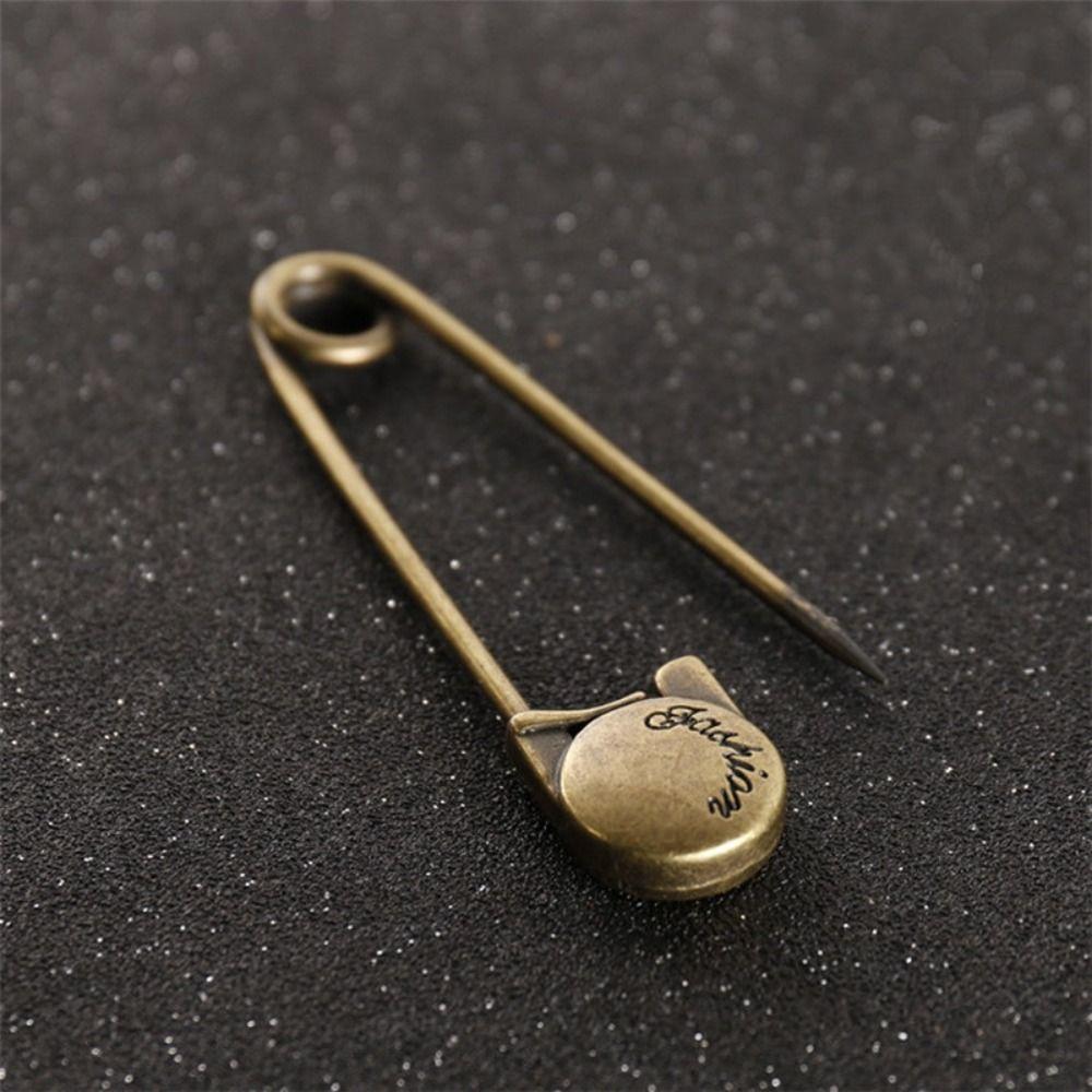 Vintage Round Head Brooch Metal Alloy Shawl Hat Needle Buckle Practical Cardigan Pendant Brooch