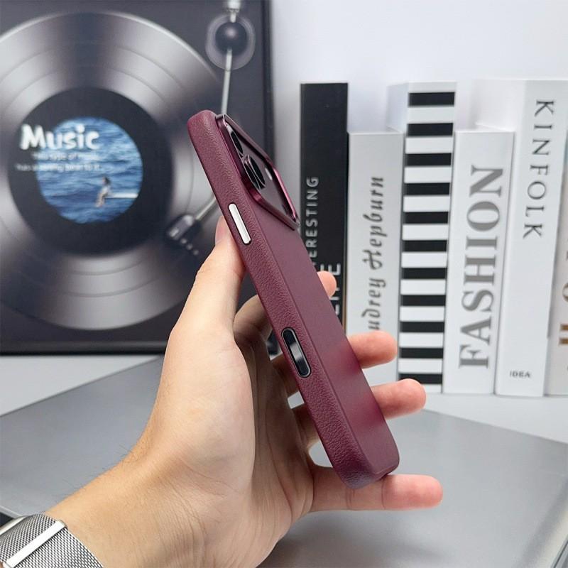 Magnetic Snap-on Phone Case IPhone 17 Pro Max 18 With Camera Button Cover Full Protection Vegan Leather