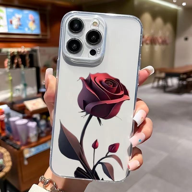 Новая темно-красная роза подходит для чехла мобильного телефона iphone16promax Apple 15 противоударного 14pro/13/12/11