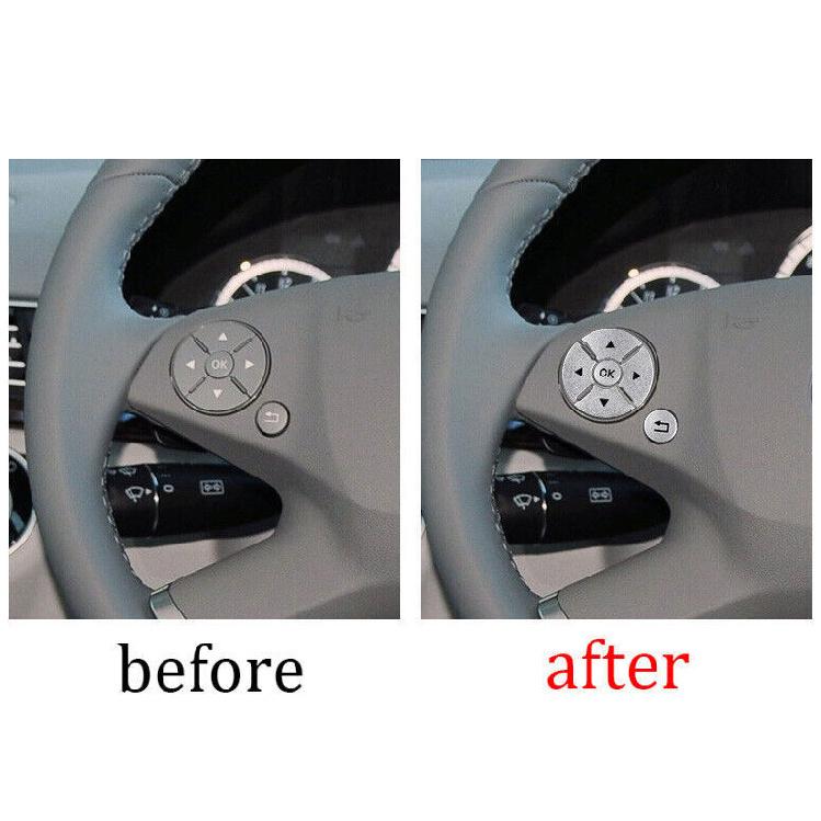 For Mercedes-Benz GLK 2009-12 Silver Aluminum Front Steering Wheel Sticker Trim